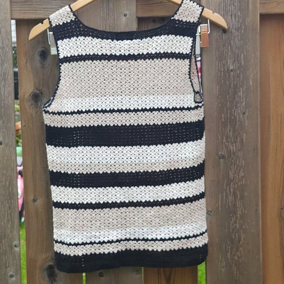 ATTRACTIVE Rafaella Woven Tank Top Women's Size Small Black White Tan - Picture 2 of 3